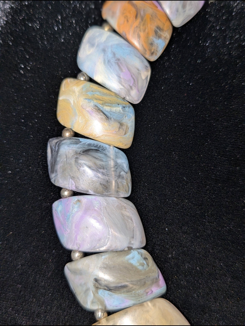 Multicolor Marbled Resin Faux Angled Stone Statement Choker Round Necklace - Picture 7 of 10